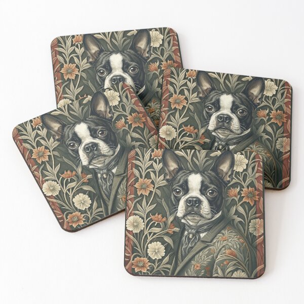Item preview, Boston Terrier Gentleman Dog Victorian Portrait Art designed and sold by AntiqueImages.