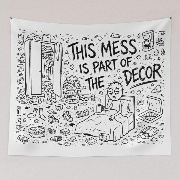 Item preview, Funny Messy Room Quote - This Mess Is Part Of The Deco designed and sold by Quiet Sun.