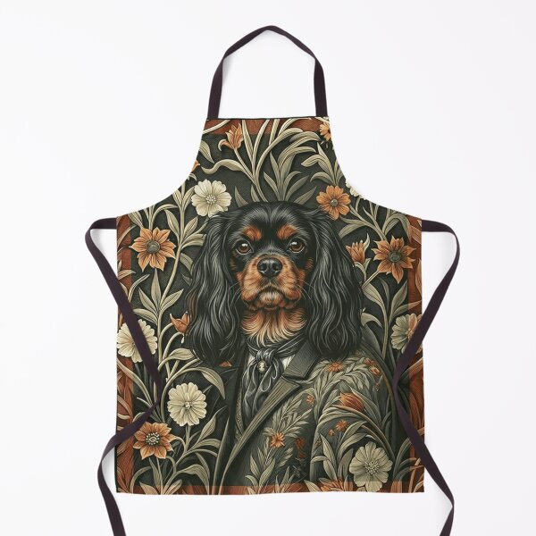 Item preview, Black and Tan Cavalier King Charles Spaniel Floral Dog designed and sold by AntiqueImages.
