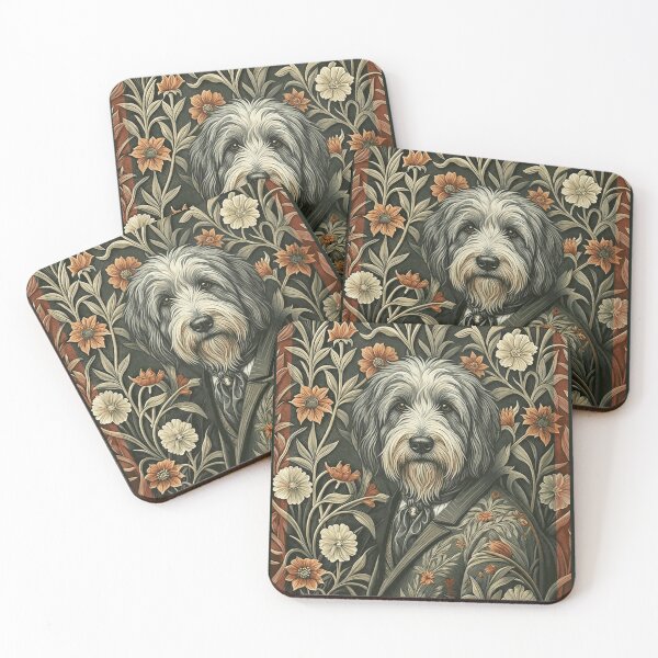 Item preview, Victorian Bearded Collie Shaggy Dog Art Nouveau Portrait designed and sold by AntiqueImages.