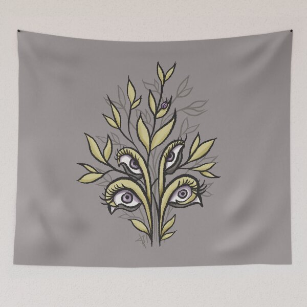 Item preview, Weirdcore Plant with Eyes and Ladybugs - Creepy Cute Surreal Art designed and sold by Boriana Giormova.