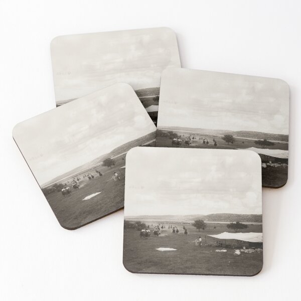 Item preview, Vintage Texas Cowboys Racing Dinner Sepia Ranch Scene designed and sold by TheSoulOfArt.