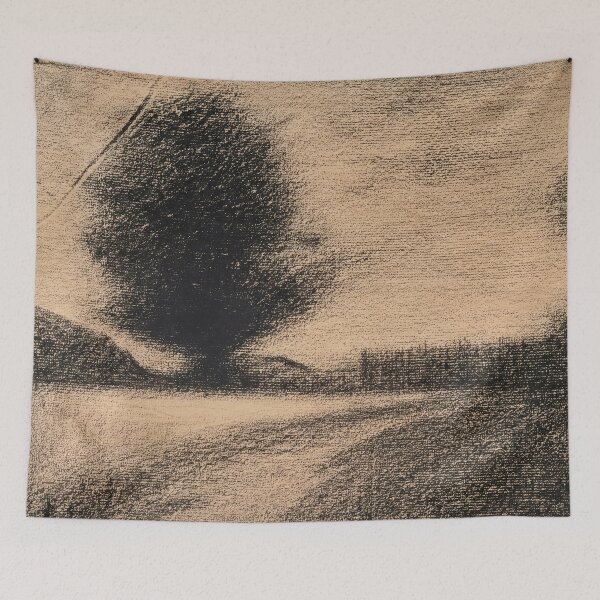 Item preview, Arbre Et Route by Georges Seurat: Minimalist Riverbank Landscape Poster designed and sold by artofuniverse.