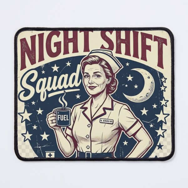 Item preview, Night Shift Squad Fuel Vintage Retro Nurse Poster Design designed and sold by urbinet.