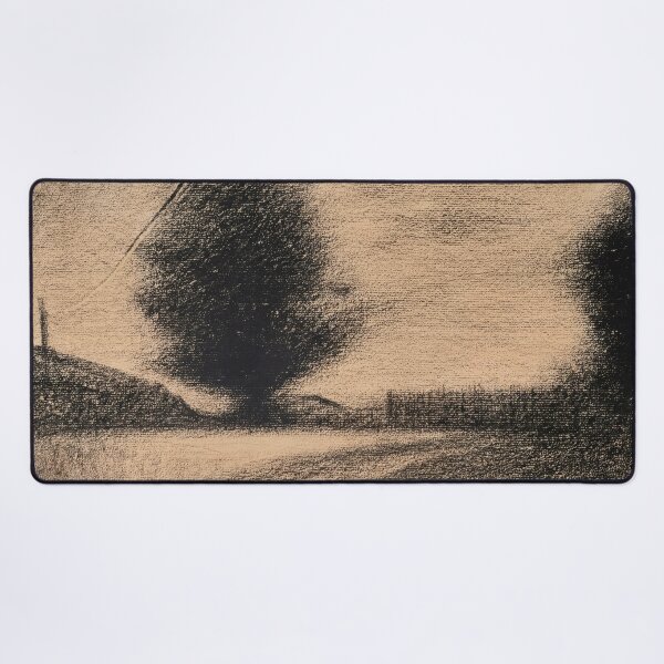 Item preview, Arbre Et Route by Georges Seurat: Minimalist Riverbank Landscape Poster designed and sold by artofuniverse.