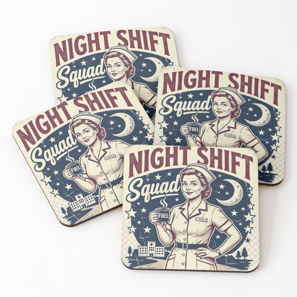 Item preview, Night Shift Squad Fuel Vintage Retro Nurse Poster Design designed and sold by urbinet.