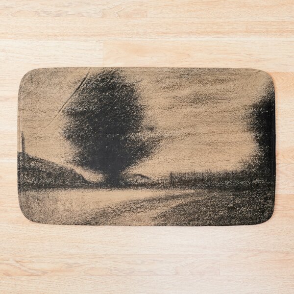 Item preview, Arbre Et Route by Georges Seurat: Minimalist Riverbank Landscape Poster designed and sold by artofuniverse.