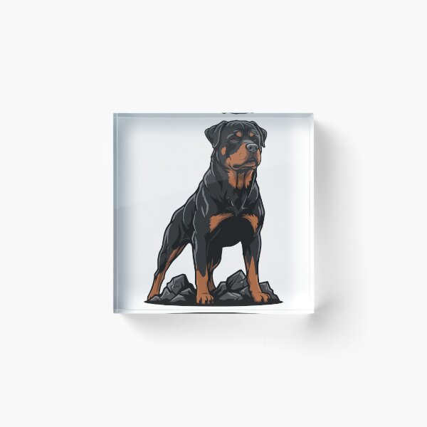 Item preview, Rottweiler Dog on Rock Portrait Black Guardian designed and sold by PixelStudioBe.
