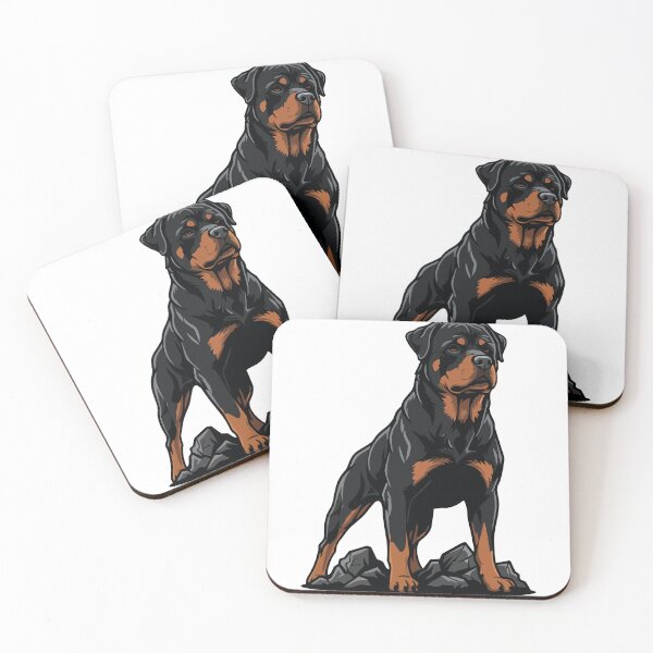 Item preview, Rottweiler Dog on Rock Portrait Black Guardian designed and sold by PixelStudioBe.