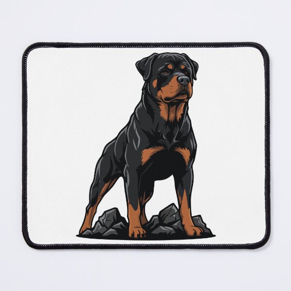 Item preview, Rottweiler Dog on Rock Portrait Black Guardian designed and sold by PixelStudioBe.