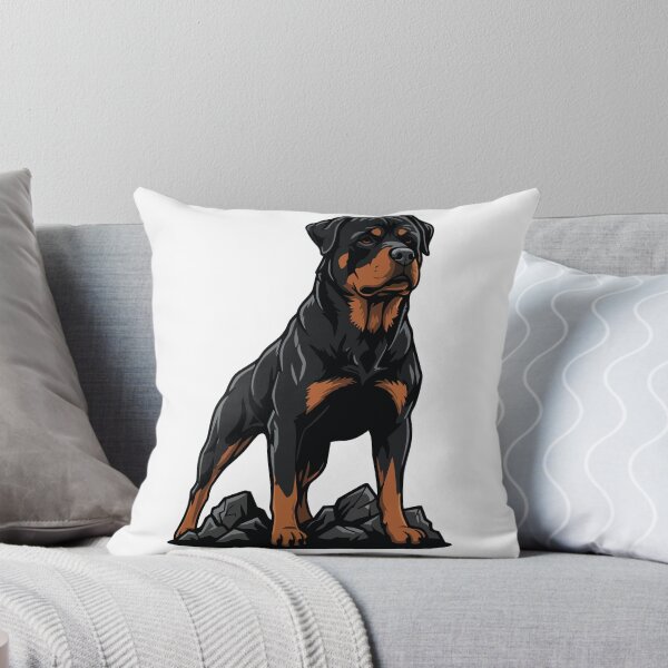 Item preview, Rottweiler Dog on Rock Portrait Black Guardian designed and sold by PixelStudioBe.