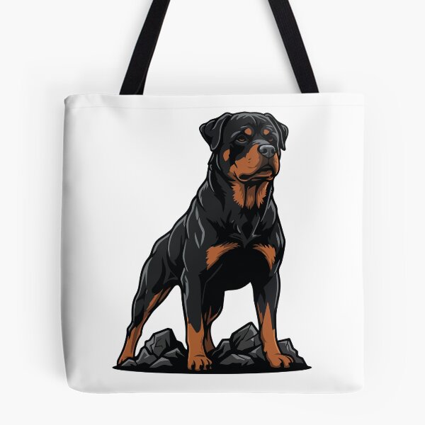 Item preview, Rottweiler Dog on Rock Portrait Black Guardian designed and sold by PixelStudioBe.