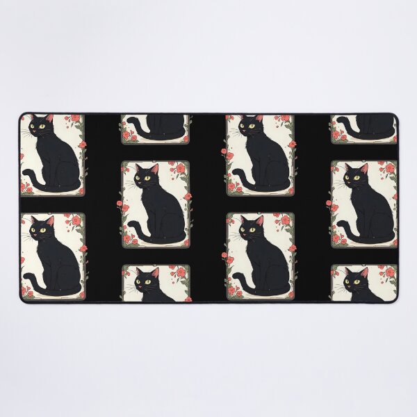 Item preview, Black Cat Tarot Style – Mystical Floral Illustration designed and sold by Karolina’s Cozy Creations.