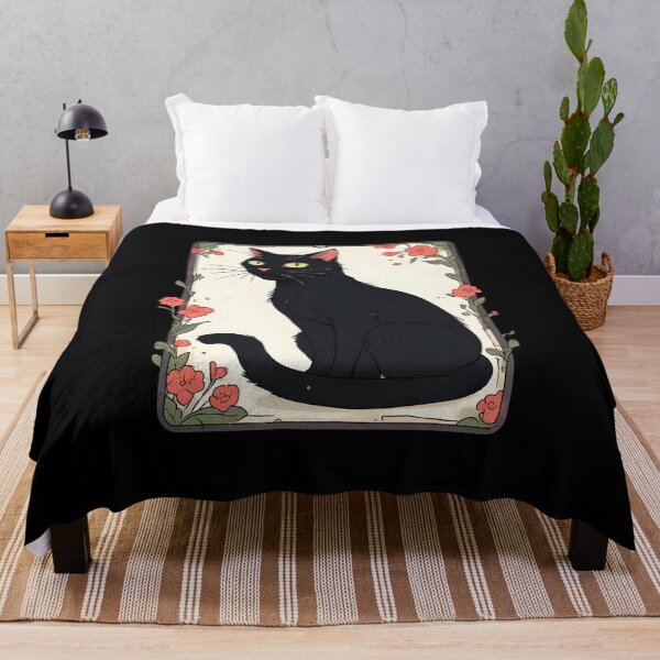 Item preview, Black Cat Tarot Style – Mystical Floral Illustration designed and sold by Karolina’s Cozy Creations.