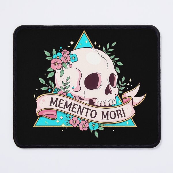 Item preview, Memento Mori Pink Skull Leaves and Flowers in Cyan Triangle designed and sold by nuel-art.