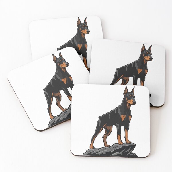 Item preview, Doberman Dog on Rock Portrait Elite Black designed and sold by PixelStudioBe.