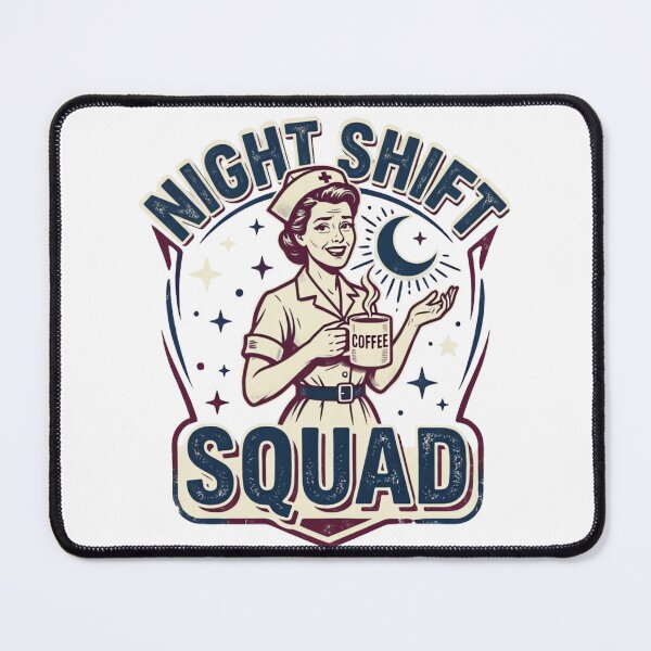 Item preview, Night Shift Squad Retro Badge Nurse Coffee Design designed and sold by urbinet.