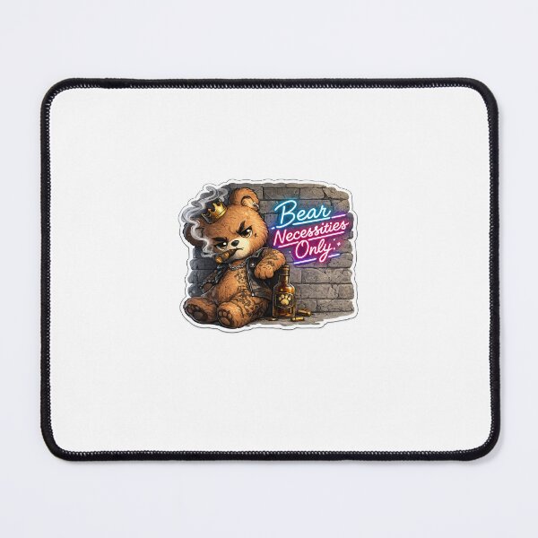 Item preview, Bear Necessities Only – Tough Teddy Bear with Tattoos & Cigar | Neon Street Style Sticker designed and sold by SparkVault.