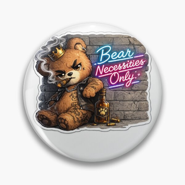 Item preview, Bear Necessities Only – Tough Teddy Bear with Tattoos & Cigar | Neon Street Style Sticker designed and sold by SparkVault.