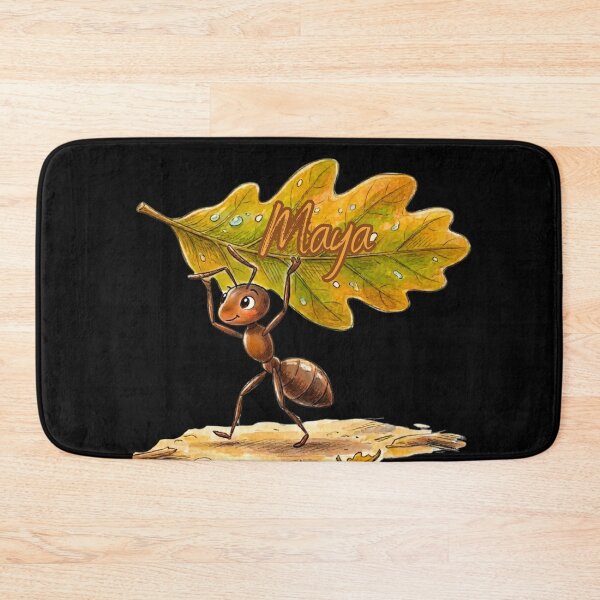 Item preview, Cute Ant Carrying Oak Leaf – Personalized Name Maya Watercolor Art designed and sold by MBBialyPiksel.
