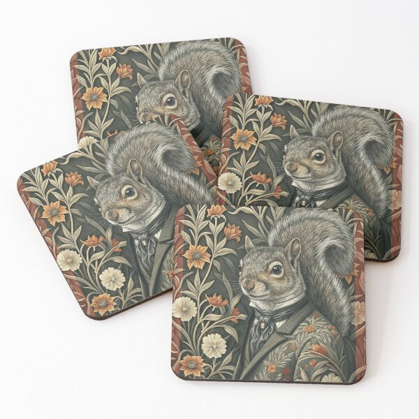 Item preview, Dapper Squirrel Gentleman Floral Vintage Art designed and sold by AntiqueImages.