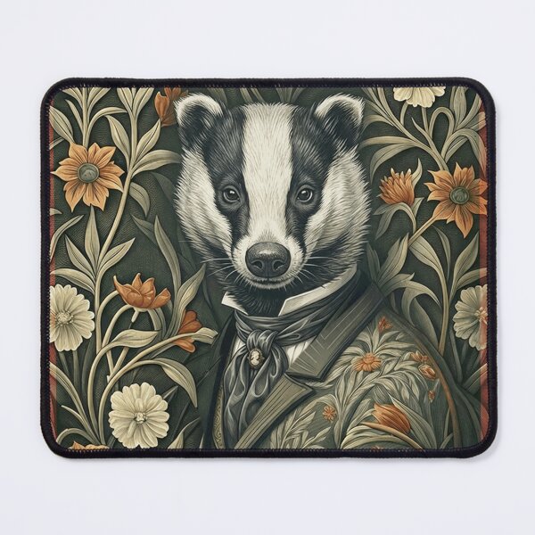 Item preview, Dapper Badger Victorian Floral Art Portrait designed and sold by AntiqueImages.