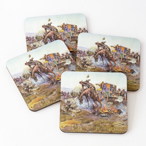 Item preview, Wild West Chuck Wagon Chaos Cowboy Campfire Scene designed and sold by TheSoulOfArt.