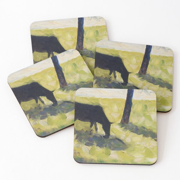 Item preview, Black Cow in a Meadow by Georges Seurat: Neo Impressionist Pastoral Poster designed and sold by artofuniverse.