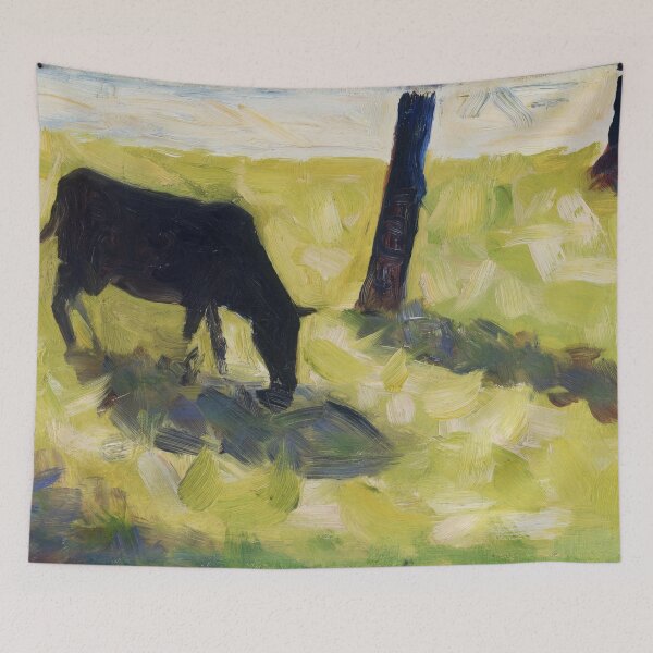 Item preview, Black Cow in a Meadow by Georges Seurat: Neo Impressionist Pastoral Poster designed and sold by artofuniverse.