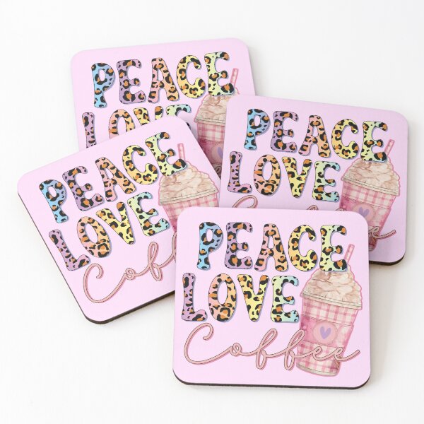 Item preview, Peace Love Coffee Pink Frappuccino designed and sold by NettiesWallArt.