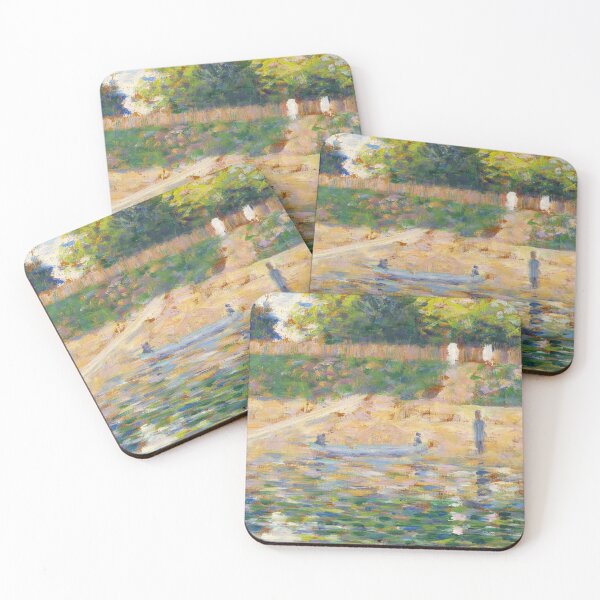 Item preview, Boat By the Riverbank by Georges Seurat: Neo Impressionist River Scene Poster designed and sold by artofuniverse.