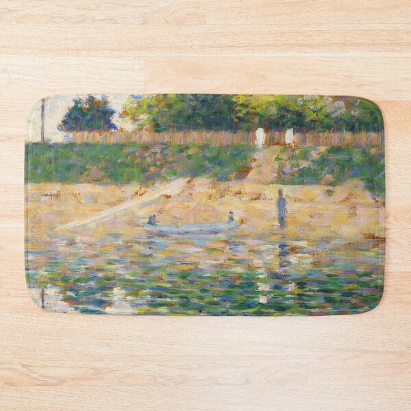 Item preview, Boat By the Riverbank by Georges Seurat: Neo Impressionist River Scene Poster designed and sold by artofuniverse.