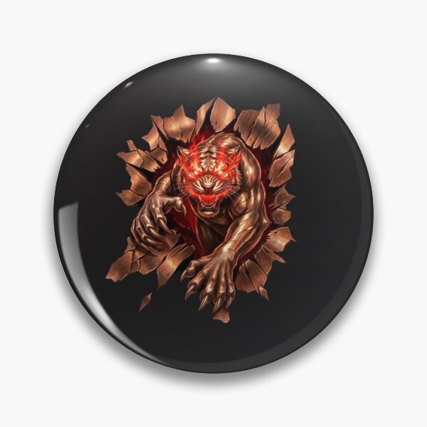 Item preview, Copper Tiger Burst - Metallic Beast with Flaming Red Eyes designed and sold by Sticker Art Shop.