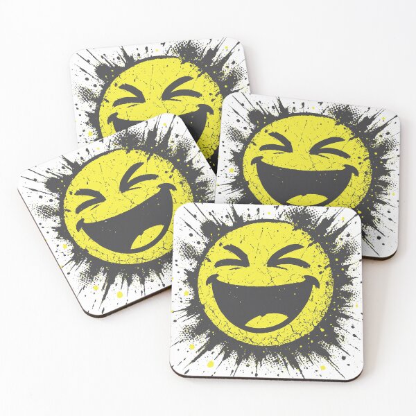 Item preview, Energetic abstract laughing smiley face with explosive ink splatters designed and sold by Dejbar.