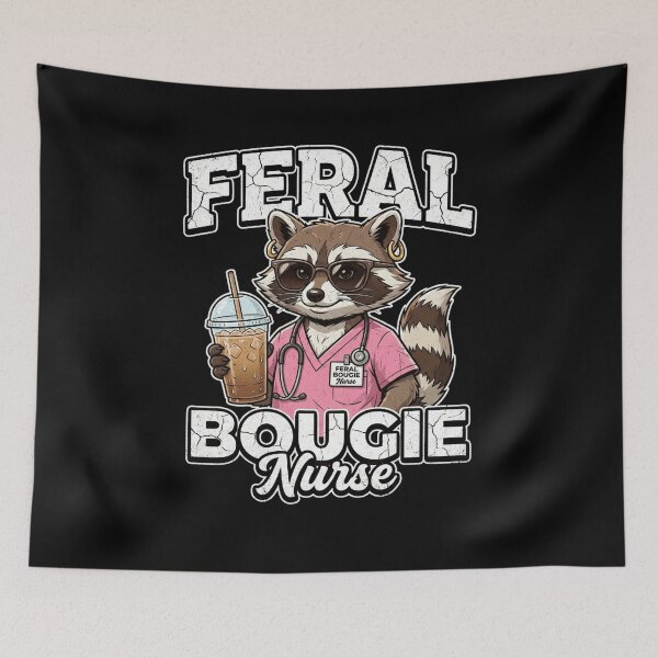 Item preview, Funny Raccoon Nurse Feral Bougie Iced Coffee Nursing Tees designed and sold by Start with INGz.
