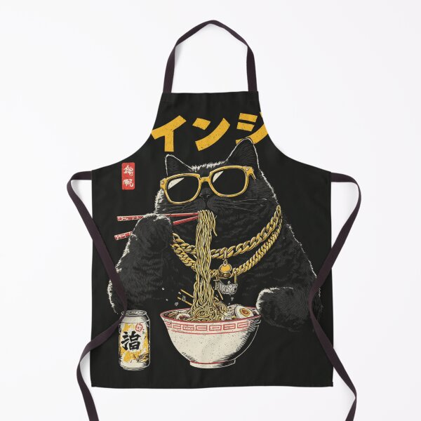 Item preview, Cool Black Cat Ramen Japanese Art designed and sold by GrinGalore.