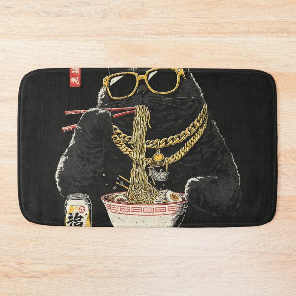 Item preview, Cool Black Cat Ramen Japanese Art designed and sold by GrinGalore.