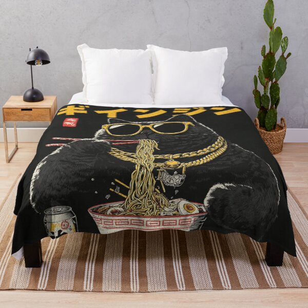 Item preview, Cool Black Cat Ramen Japanese Art designed and sold by GrinGalore.