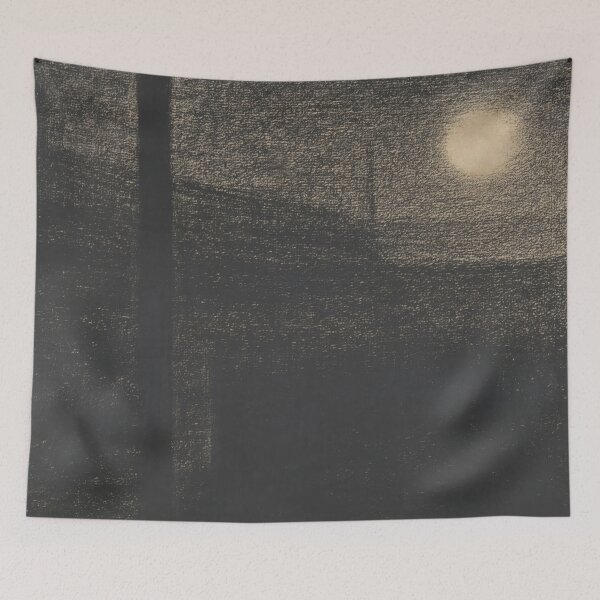 Item preview, Courbevoie Factories By Moonlight by Georges Seurat: Minimal Night Landscape designed and sold by artofuniverse.