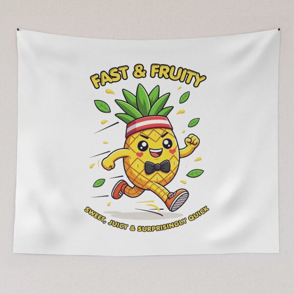 Item preview, Fast & Fruity - Running Pineapple with Bow Tie Cartoon Art designed and sold by David Brookes Digital.