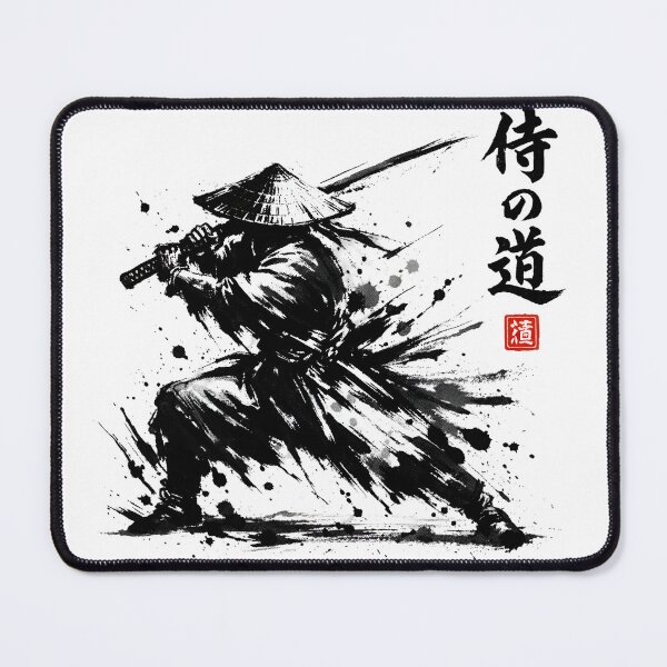 Item preview, Dynamic Samurai Ink Art – Sumi-e Katana Warrior High Contrast Design designed and sold by avwear.