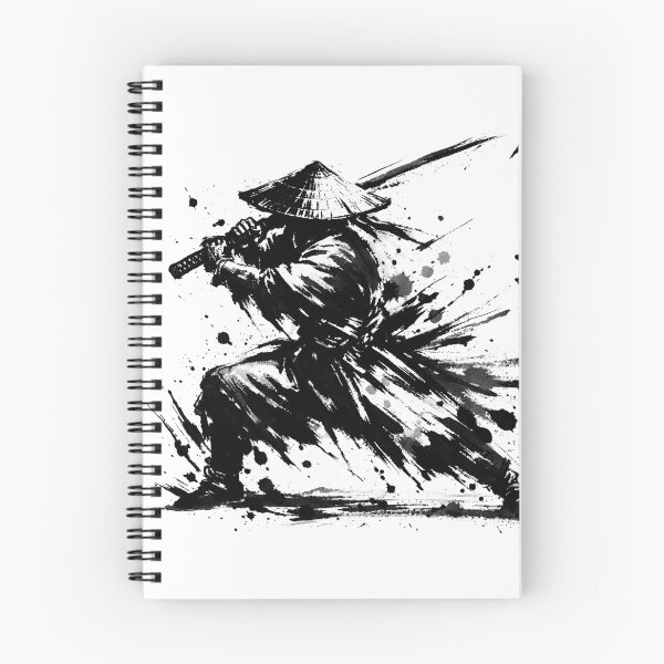 Item preview, Dynamic Samurai Ink Art – Sumi-e Katana Warrior High Contrast Design designed and sold by avwear.