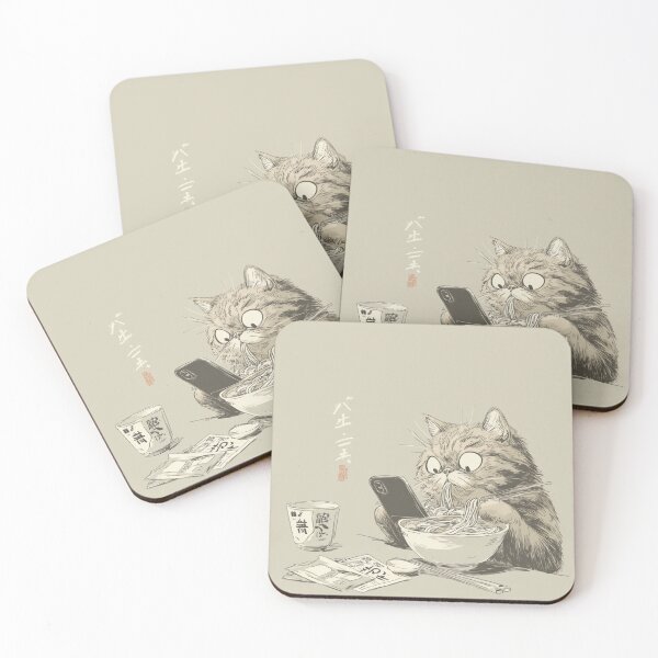 Item preview, Cat Ramen Retro Japanese Noodles Artwork designed and sold by GrinGalore.