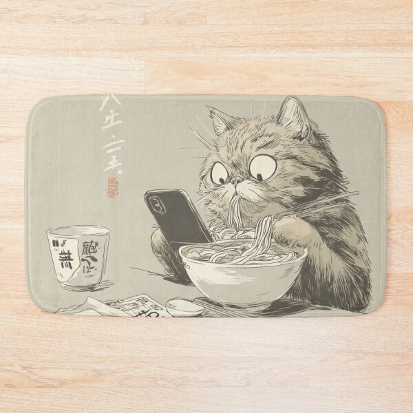 Item preview, Cat Ramen Retro Japanese Noodles Artwork designed and sold by GrinGalore.