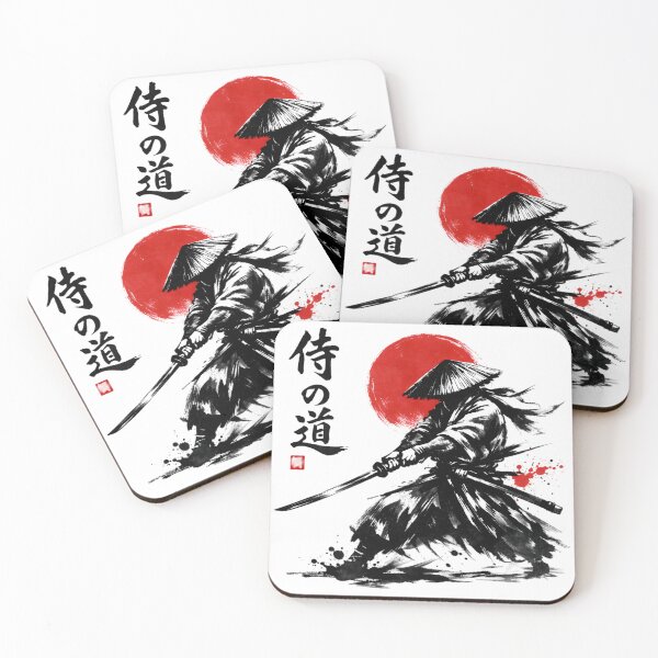 Item preview, Samurai Ink Art with Red Sun Accent – Minimal Japanese Sumi-e Warrior Design designed and sold by avwear.