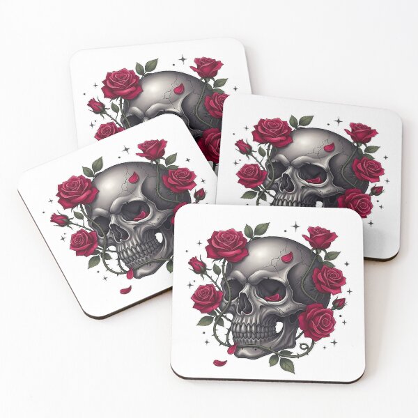 Item preview, Gothic Skull Red Roses designed and sold by IllumeInk.