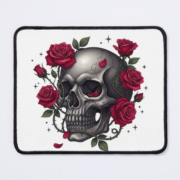 Item preview, Gothic Skull Red Roses designed and sold by IllumeInk.