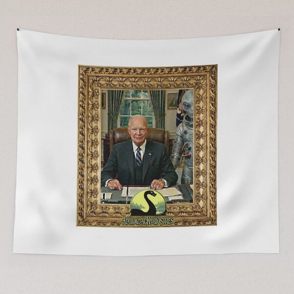 Item preview, Eisenhower with alien in gold frame designed and sold by AdirondacKuriosities.