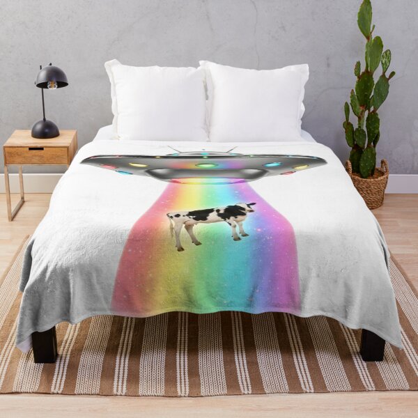 Item preview, funny retro ufo cow abduction designed and sold by ArtivioShop.