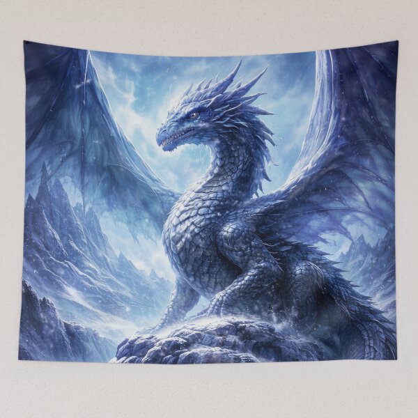 Item preview, Ice Dragon – Frozen Beast, Blizzard Wings, Arctic Guardian, Epic Fantasy Creature designed and sold by DrakariArt.